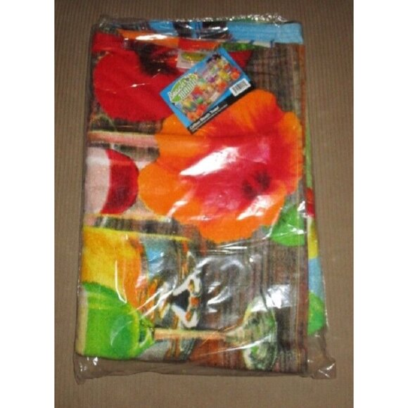 New Happy Hour Mixed Drink Margarita Beach Bath Pool Gift Towel Beach Party Luau - Picture 2 of 2